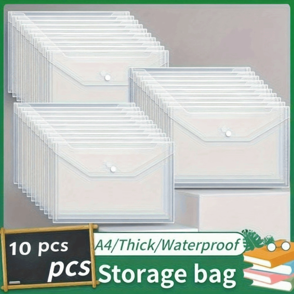 Binder Storage Box - 10 Pcs Clear A4 File Folders