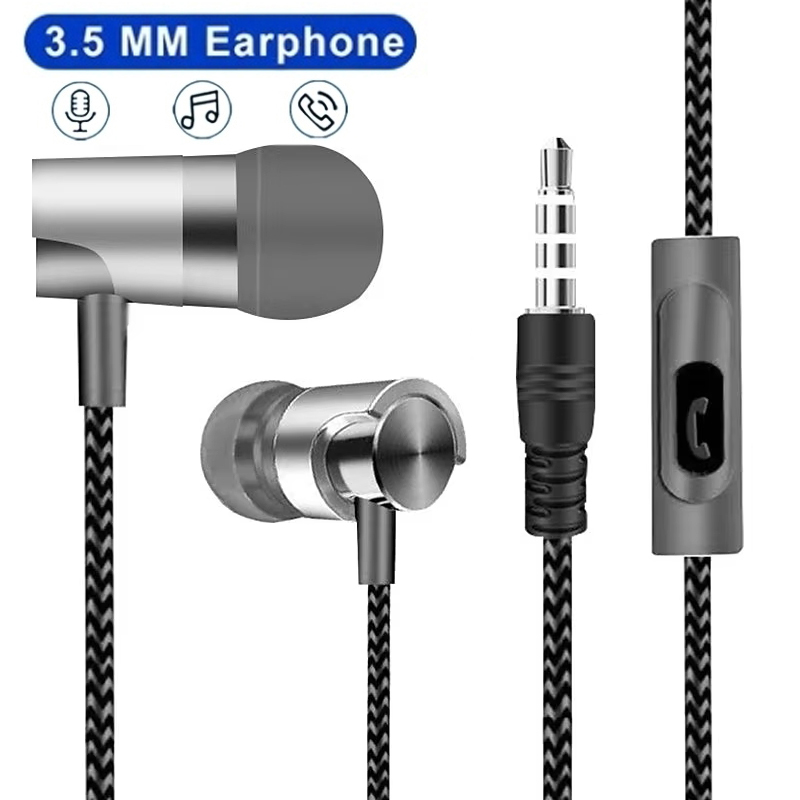 Telephone Headset Office - Universal 3.5mm In-Ear Headphones Metal Bass