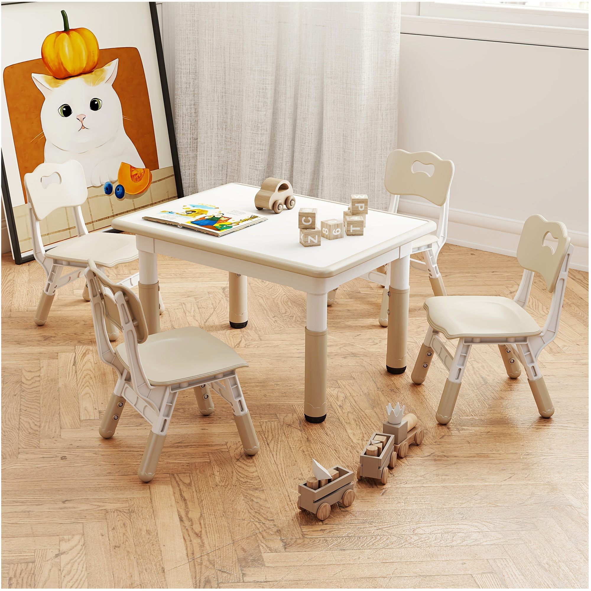 Office Furniture And Desks - Adjustable Height Graffiti-Style Desk with 4