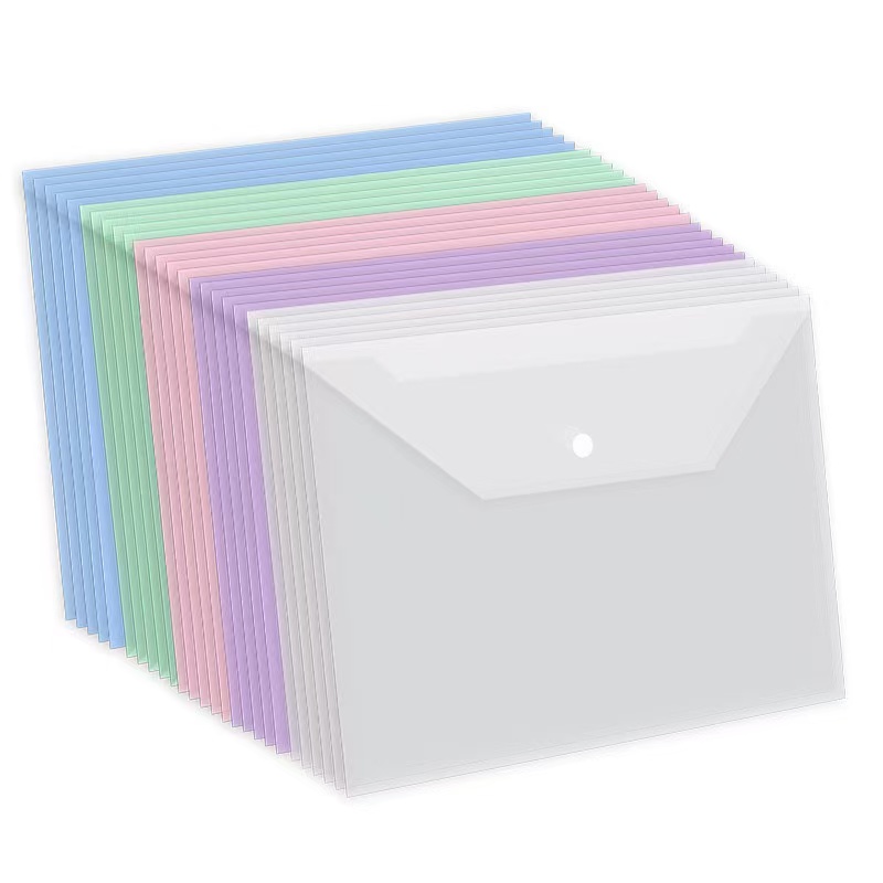 Binder Storage Box - 5 Pieces Snap File Bag Plastic