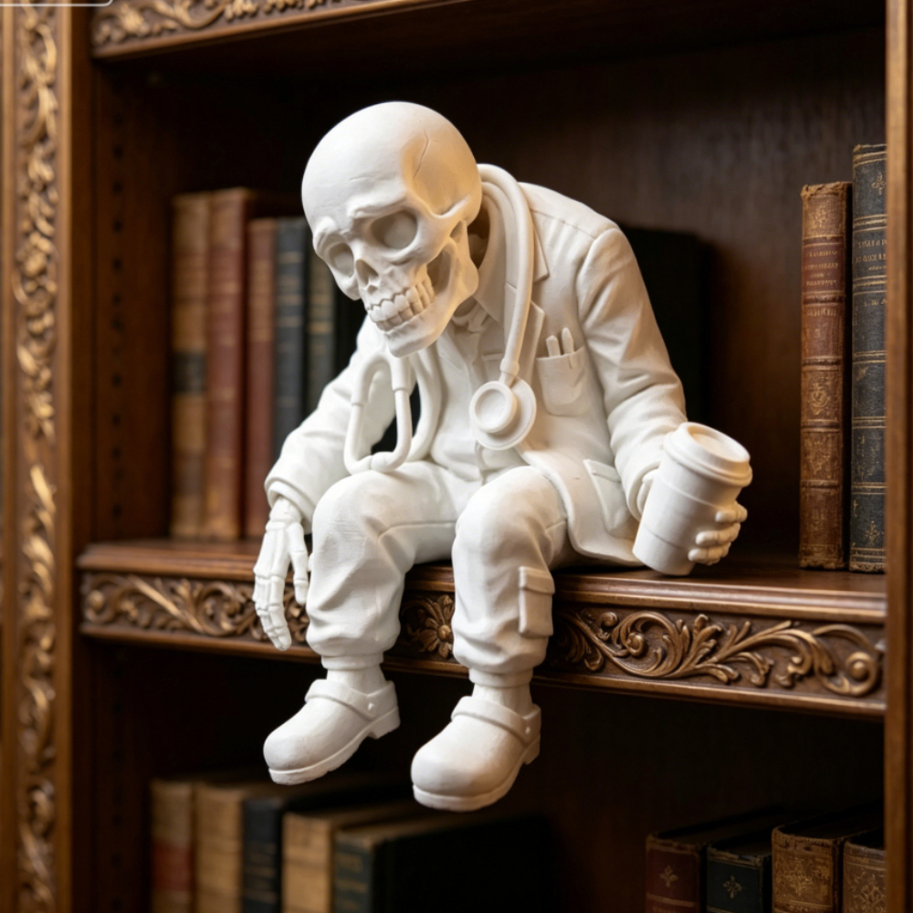 Office Furniture Equipment - Funny Tired Medical Worker Statue Skeleton