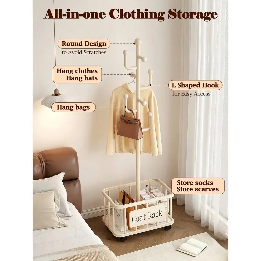 White Coat Rack With Storage B – обзор и цена Coat Rack Standing