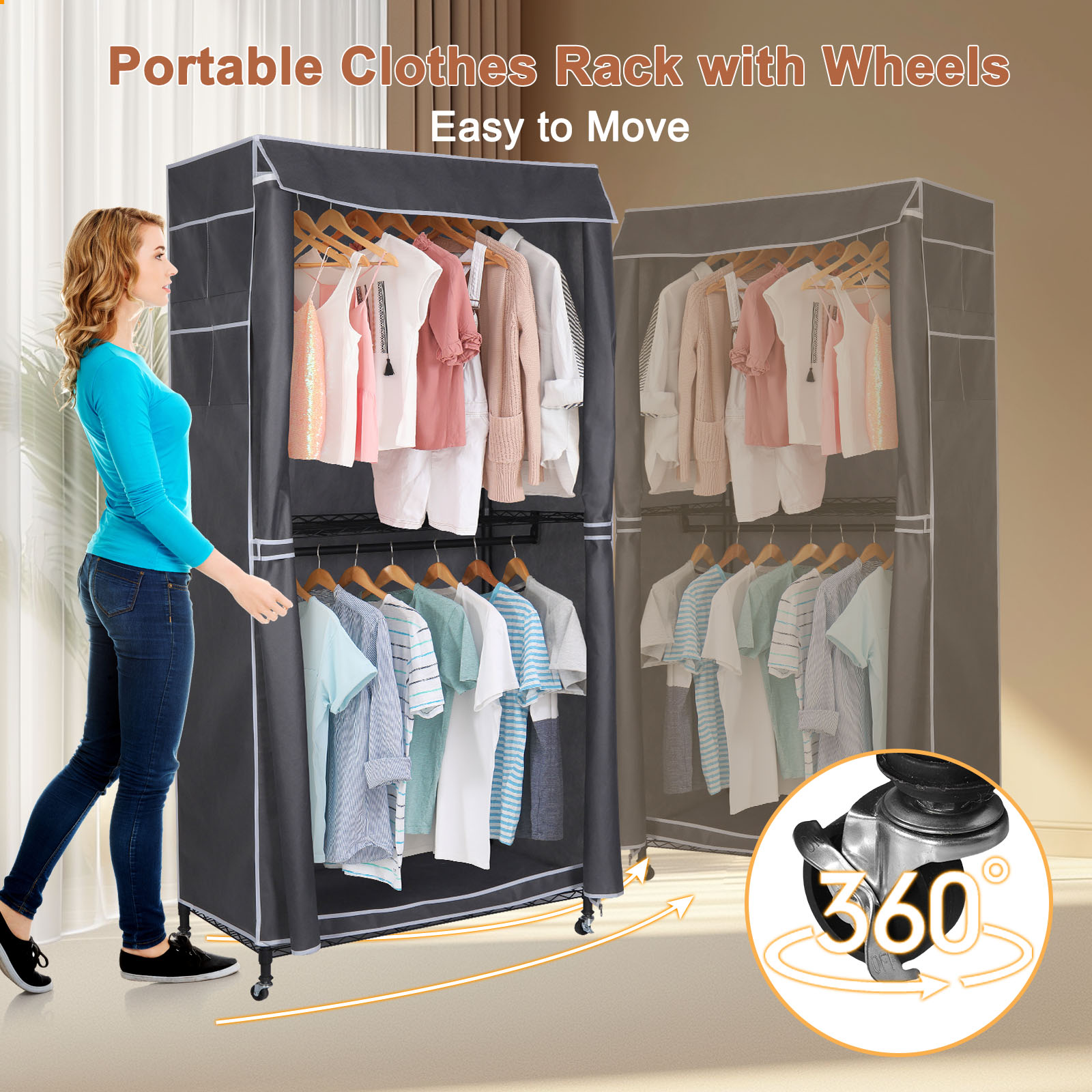 Clothes Rack Standing Rolling  – обзор и цена Coat Rack Standing