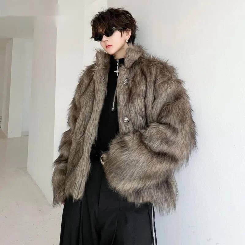 Korean Style Men's Faux Fur Ja – обзор и цена Coat Rack Standing