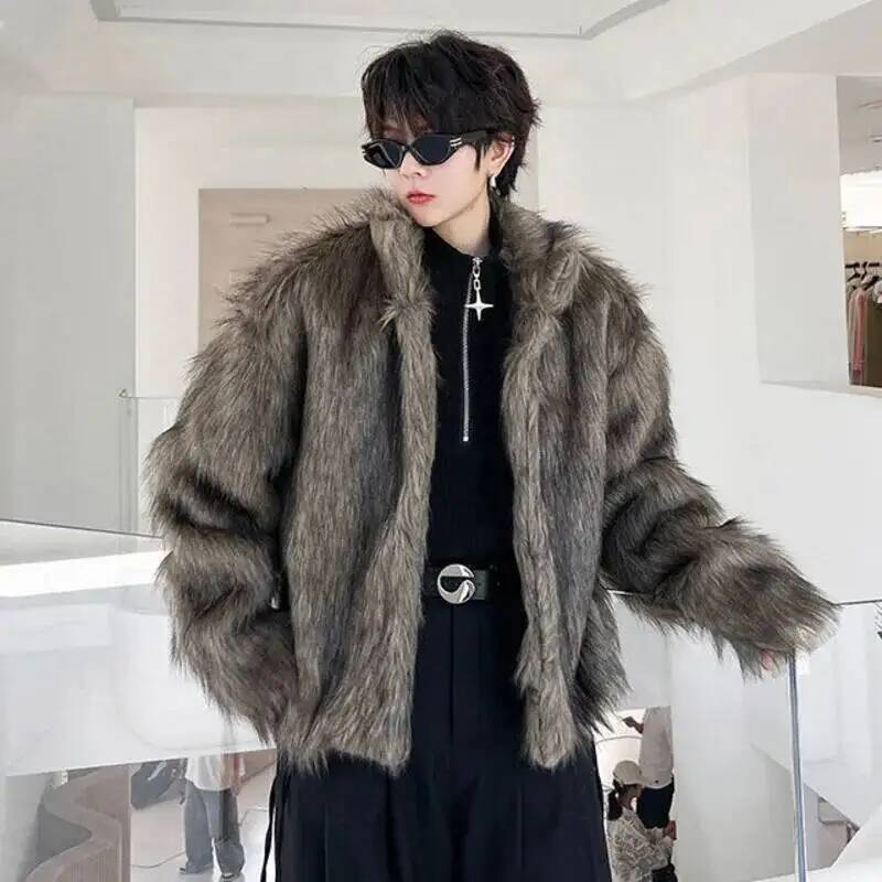 Korean Style Men's Faux Fur Ja – обзор и цена Coat Rack Standing