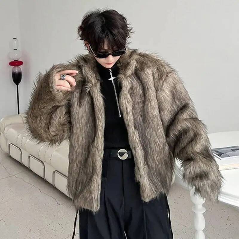 Korean Style Men's Faux Fur Ja – обзор и цена Coat Rack Standing