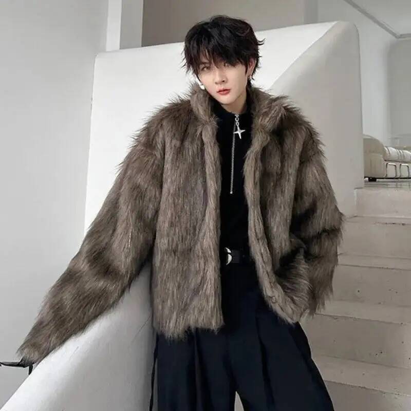 Korean Style Men's Faux Fur Ja – обзор и цена Coat Rack Standing