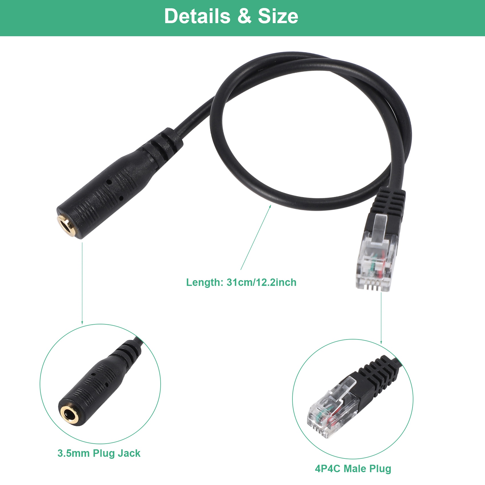 3.5mm Plug Jack to RJ9 for iPh – обзор и цена Telephone Headset Office